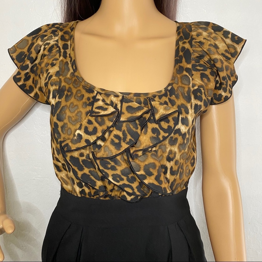 EXPRESS Women's Black Cheetah Print Dress - Picture 3 of 5